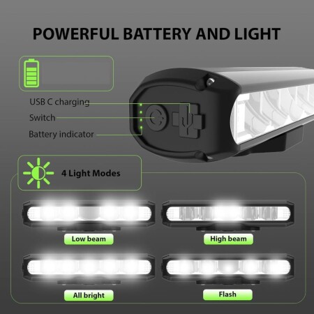 Asia Beam - 6 Usb Şarjlı 1400lm Bisiklet Ön Işık Far - 6