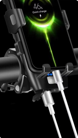 Briviga EBL-3612 Işık 650 Lümen USB Şarjlı Bisiklet Lamba 4 in1 Telefon Tutucu,Korna - 6