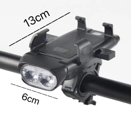 Briviga  EBL-3612 Işık 650 Lümen USB Şarjlı Bisiklet Lamba 4 in1 Telefon Tutucu,Korna  - 3