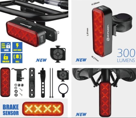 Briviga LW-R300 USB Şarjlı 300 Lümen Akıllı Arka Lamba Fren Sensörü - 1