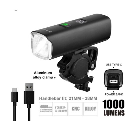 Briviga LW-F1000 USB Şarjlı 1000 Lümen Işık Bisiklet Lamba - 4