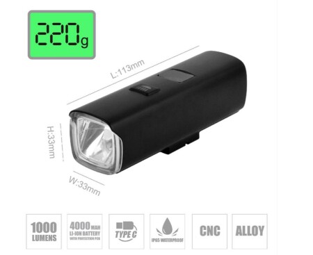 Briviga LW-F1000 USB Şarjlı 1000 Lümen Işık Bisiklet Lamba - 1