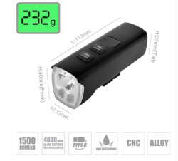 Briviga LW-F1400 USB Şarjlı 1500 Lümen Işık Bisiklet Lamba - BRIVIGA