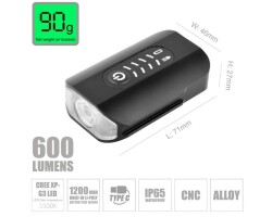 Briviga LW-F500 600 Lümen 2'si 1 Arada Ön & Arka Işık USB Bisiklet Lamba - BRIVIGA