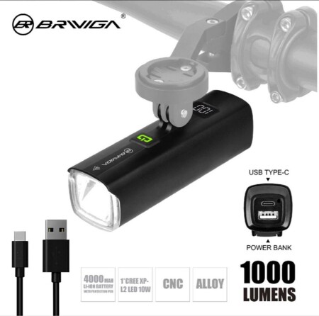 Briviga LW-G1000 USB Şarjlı 1000 Lümen Işık Bisiklet Lamba - 2