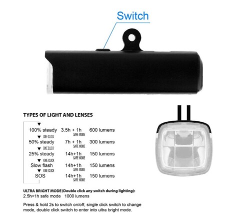 Briviga LW-G1000 USB Şarjlı 1000 Lümen Işık Bisiklet Lamba - 3