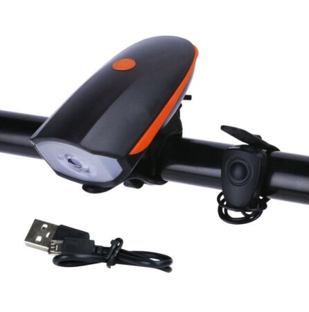 Forte GT 250 Lümen Bisiklet Ön Farı 2 İn 1 Korna 140 db Xbyc 6163 Usb Şarjlı Turuncu - 1