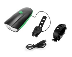 Forte GT 250 Lümen Bisiklet Ön Farı 2 İn 1 Korna 140 db Xbyc 6163 Usb Şarjlı Yeşil - Forte GT