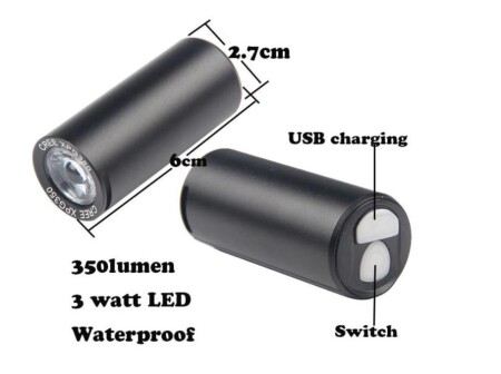 Forte GT 350 Lümen Raypal Mini Bisiklet Ön Farı  Xbyc 6114 Usb Şarjlı - 4