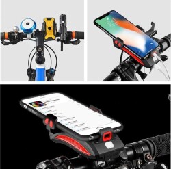 Forte GT Bisiklet Işık çok fonksiyonlu 4 IN 1 400 lümen bisiklet kornası telefon tutucu Power bankası Ön ışık Xbyc 6139 Siyah - 5