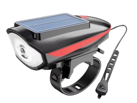 Forte GT Bisiklet Ön Farı 250 Lm Korna 140db Usb Solar Şarjlı Kırmızı Xbyc 6163 - 1