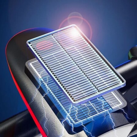 Forte GT Bisiklet Ön Farı 250 Lm Korna 140db Usb Solar Şarjlı Kırmızı Xbyc 6163 - 3