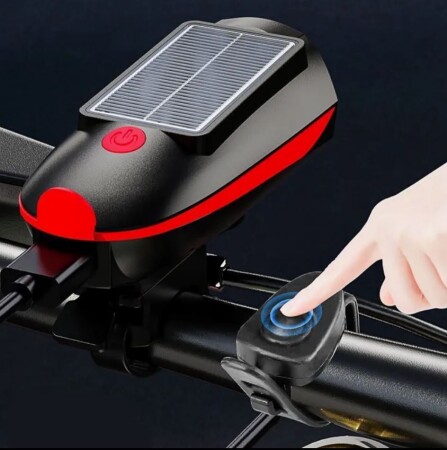 Forte GT Bisiklet Ön Farı 250 Lm Korna 140db Usb Solar Şarjlı Kırmızı Xbyc 6163 - 6