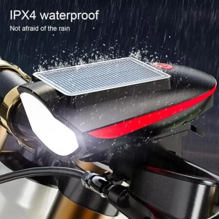 Forte GT Bisiklet Ön Farı 250 Lm Korna 140db Usb Solar Şarjlı Mavi Xbyc 6163 - 2