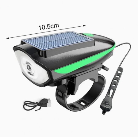 Forte GT Bisiklet Ön Farı 250 Lm Korna 140db Usb Solar Şarjlı Mavi Xbyc 6163 - 8