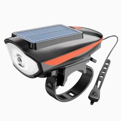 Forte GT Bisiklet Ön Farı 250 Lm Korna 140db Usb Solar Şarjlı Turuncu Xbyc 6163 - 1
