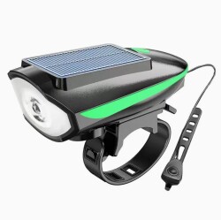 Forte GT Bisiklet Ön Farı 250 Lm Korna 140db Usb Solar Şarjlı Yeşil Xbyc 6163 - Forte GT