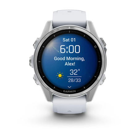 Garmin fenix 8 - 43 mm, AMOLED Gümüş, Beyaz Taşlı Silikon Kayışlı - 2