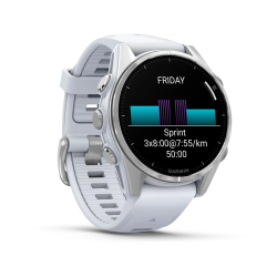 Garmin fenix 8 - 43 mm, AMOLED Gümüş, Beyaz Taşlı Silikon Kayışlı - 3