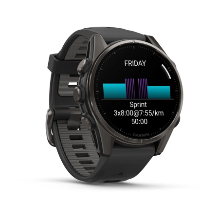 Garmin fenix 8 - 43 mm, AMOLED Sapphire, Karbon gri DLC titanyum, Siyah/Gri Silikon Kayışlı - 3