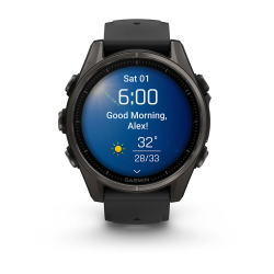 Garmin fenix 8 - 43 mm, AMOLED Sapphire, Karbon gri DLC titanyum, Siyah/Gri Silikon Kayışlı - 2