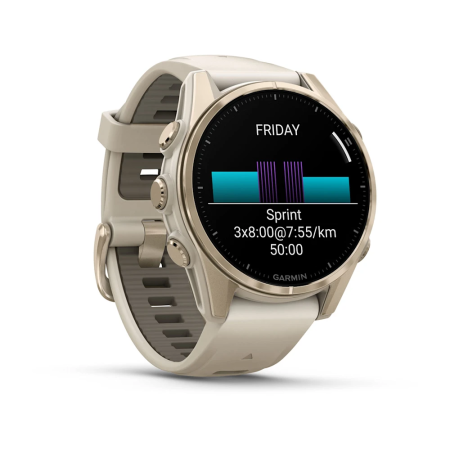 Garmin fenix 8 - 43 mm, AMOLED - Sapphire, Soft Gold ve Gri/Kum Taşı Silikon Kayışlı - 3
