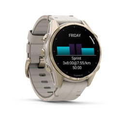 Garmin fenix 8 - 43mm, AMOLED Sapphire, Soft Gold ve Kireçtaşı Deri Kayışlı - 3