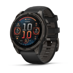 Garmin fenix 8 - 47 mm, AMOLED Sapphire, Karbon Gri DLC Titanyum, Siyah/Gri Kayışlı