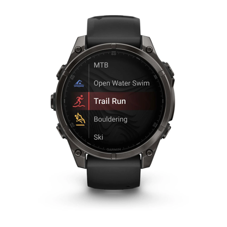 Garmin fenix 8 - 47 mm, AMOLED Sapphire, Karbon Gri DLC Titanyum, Siyah/Gri Kayışlı - 5