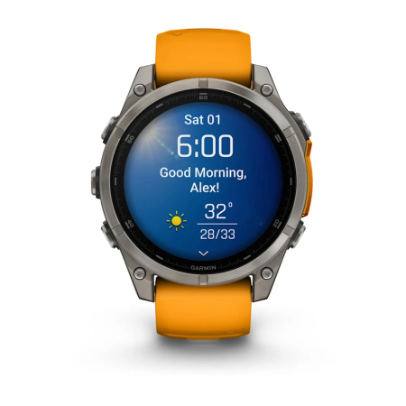 Garmin fenix 8 - 47 mm, AMOLED Sapphire, Titanyum, Turuncu/Grafit Silikon Kayışlı - 2