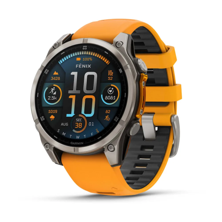 Garmin fenix 8 - 47 mm, AMOLED Sapphire, Titanyum, Turuncu/Grafit Silikon Kayışlı - 1