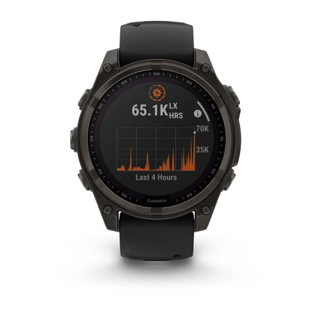 Garmin fenix 8 - 47 mm, Solar, Sapphire - Karbon Gri DLC Titanyum, Siyah/Gri Silikon Kayışlı - 2