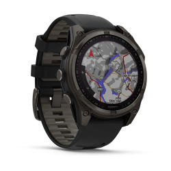 Garmin fenix 8 - 47 mm, Solar, Sapphire - Karbon Gri DLC Titanyum, Siyah/Gri Silikon Kayışlı - 3