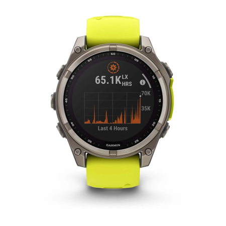 Garmin fenix 8 - 47 mm, Solar, Sapphire Titanyum, Amp Sarı/Grafit Silikon Kayışlı - 2