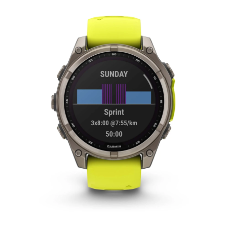 Garmin fenix 8 - 47 mm, Solar, Sapphire Titanyum, Amp Sarı/Grafit Silikon Kayışlı - 4