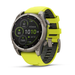 Garmin fenix 8 - 47 mm, Solar, Sapphire Titanyum, Amp Sarı/Grafit Silikon Kayışlı
