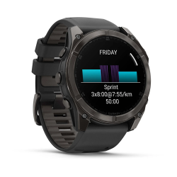 Garmin fenix 8 - 51 mm, AMOLED - Sapphire, Karbon Gri DLC, Siyah/Gri Silikon Kayışlı - 3