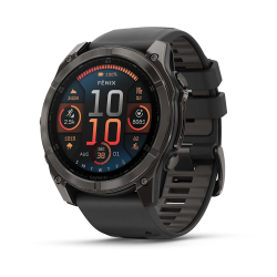 Garmin fenix 8 - 51 mm, AMOLED - Sapphire, Karbon Gri DLC, Siyah/Gri Silikon Kayışlı