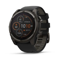 Garmin fenix 8 - 51 mm, Solar, Sapphire, Karbon gri DLC Titanyum, Siyah/Çakıl Grisi Silikon Kayışlı