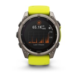 Garmin fenix 8 - 51 mm, Solar, Sapphire - Titanyum, Amp Sarı/Grafit Silikon Kayışlı - 2