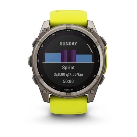 Garmin fenix 8 - 51 mm, Solar, Sapphire - Titanyum, Amp Sarı/Grafit Silikon Kayışlı - 3