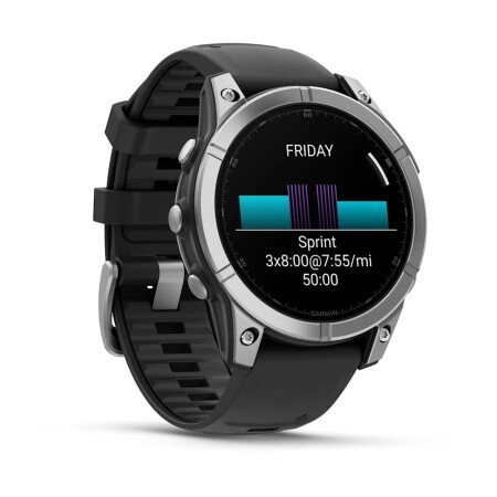 Garmin fenix E – 47 mm, AMOLED Paslanmaz çelik, Siyah silikon kayışlı - 3