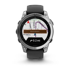 Garmin fenix E – 47 mm, AMOLED Paslanmaz çelik, Siyah silikon kayışlı - 2
