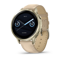 Garmin Venu 4 - 41 mm - Lunar Gold Deri Kayışlı - Garmin
