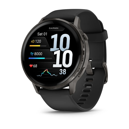 Garmin Venu 4 - 45 mm - Siyah Silikon Kayışlı - 1