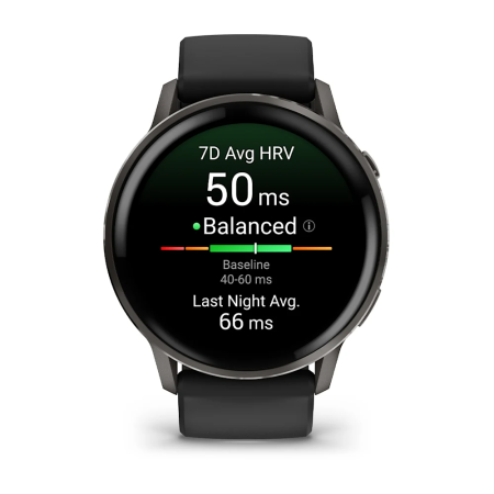 Garmin Venu 4 - 45 mm - Siyah Silikon Kayışlı - 2