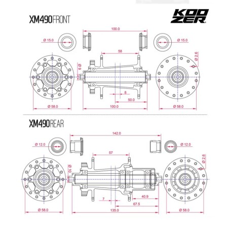 Koozer XM490 Ön Arka Göbek Seti 32 Delik Siyah - 9