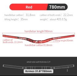 Lunje All Ride Açılı 9mm Gidon Kırmızı 31.8mm - 4