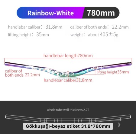 Lunje All Ride Açılı 9mm Gidon Rainbow 31.8mm Sarı - 2