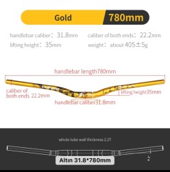 Lunje All Ride Açılı 9mm Gidon Sarı 31.8mm - 2